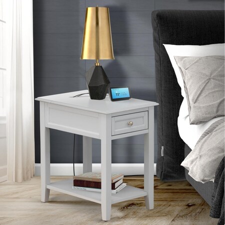 East West Furniture Denison Wood Night Stand for Bedroom with 1 Wooden Drawer - Urban Gray DE-14-ET